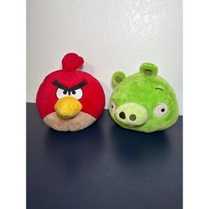 Angry Birds Red Bird and Green Pig Plush Toy Set